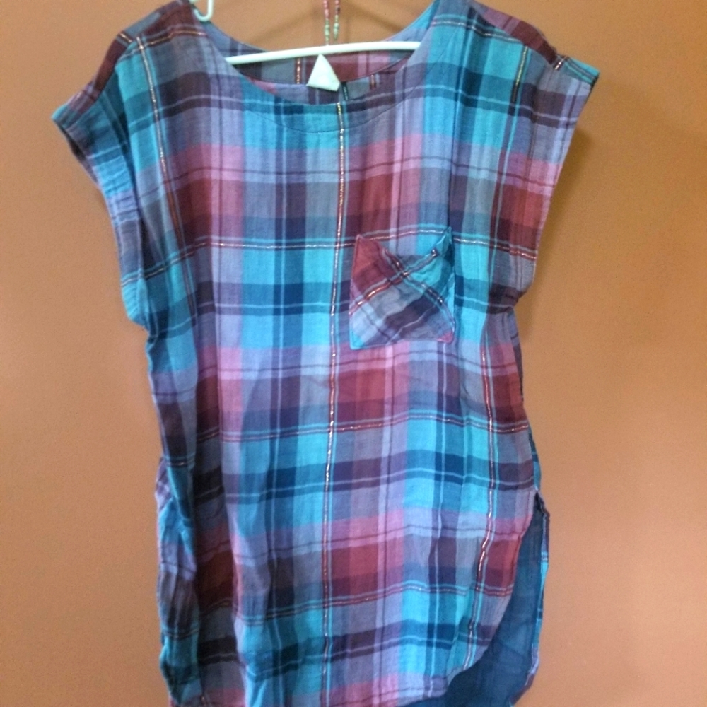 Akemi + Kin breezy blue gold tunic